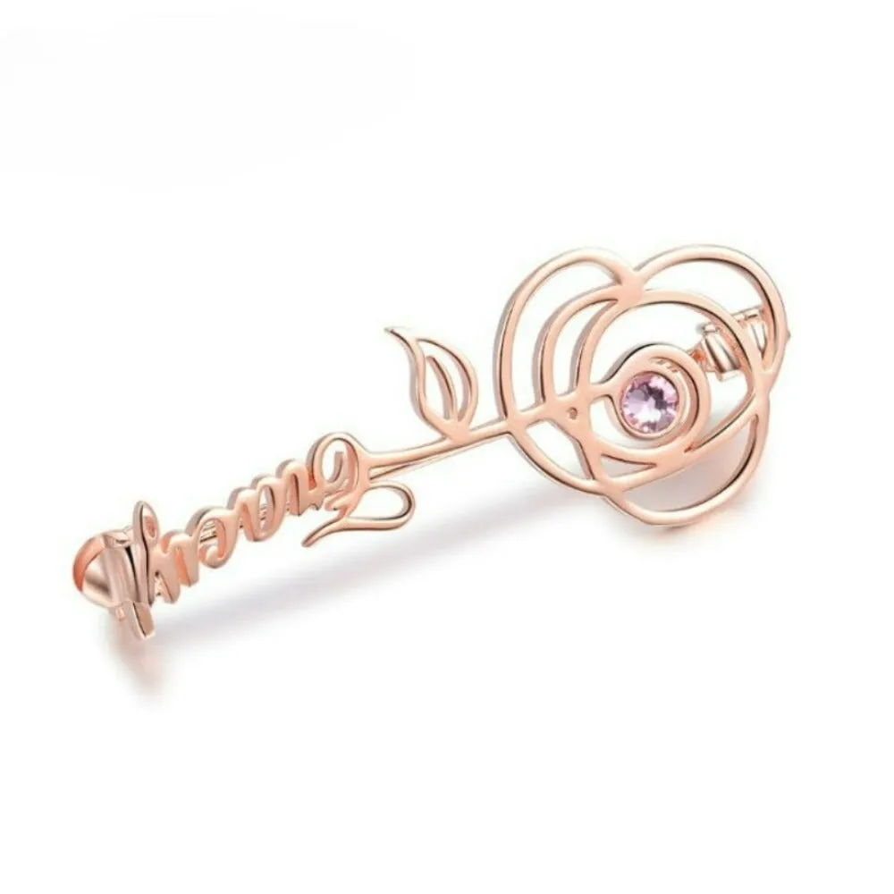 1 Stone 1 Name Personalized Rose Brooches