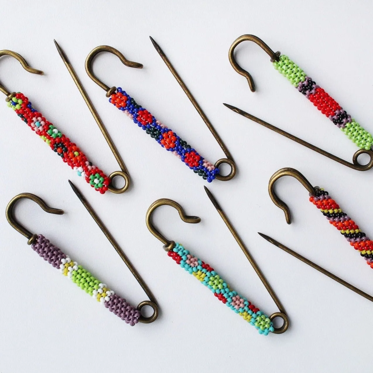 Beaded Safety Pin - Set of 12 units