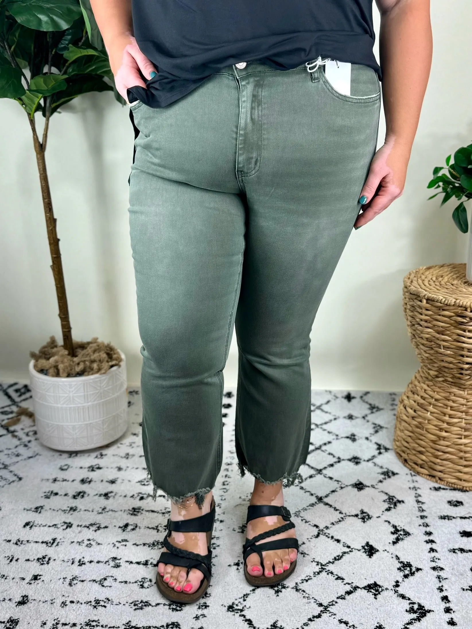 Bristol High Rise Crop Flare Forest Jean by Vervet