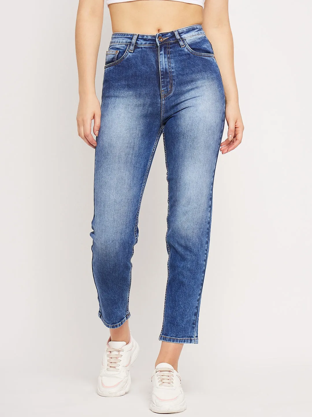 Camla Barcelona Low Rise Washed Dark Blue Slim Fit Jeans