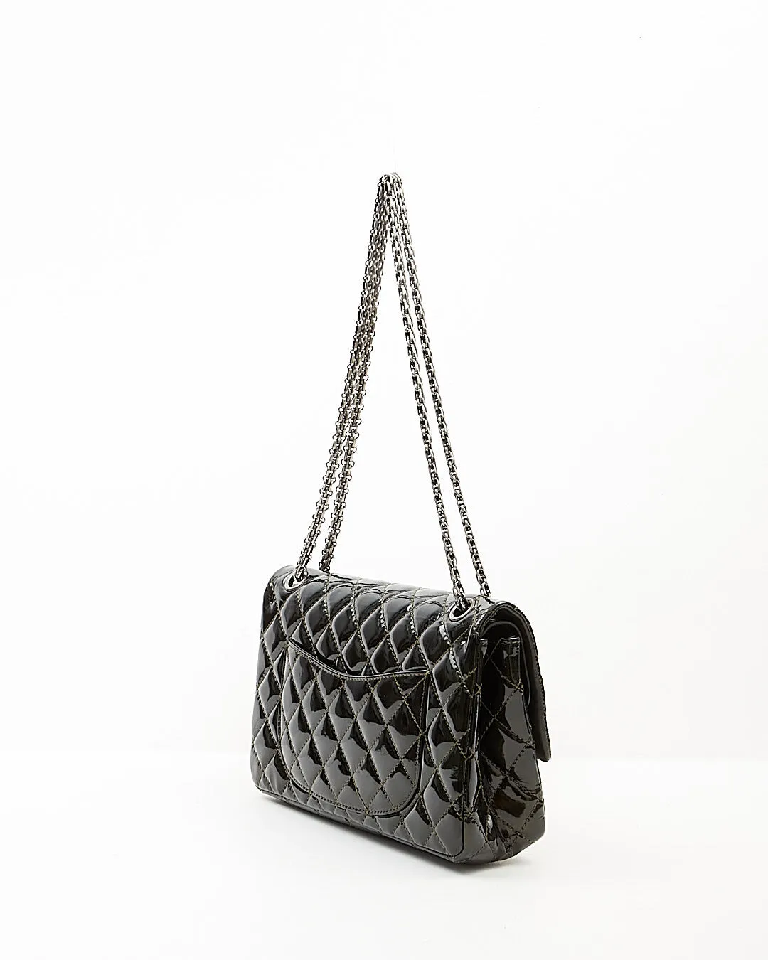 Chanel Black/Green Irridescent Patent Reissue 226 Double Flap Bag