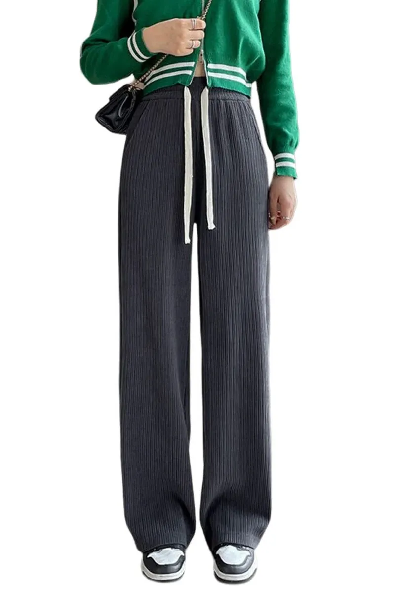 Chouyatou Women's High Waisted Corduroy Pants Casual Drawstring Wide Leg Corduroy Pants for Women