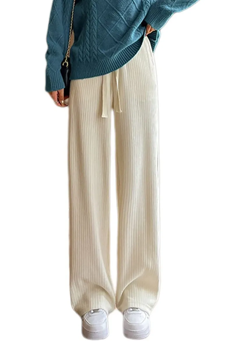 Chouyatou Women's High Waisted Corduroy Pants Casual Drawstring Wide Leg Corduroy Pants for Women