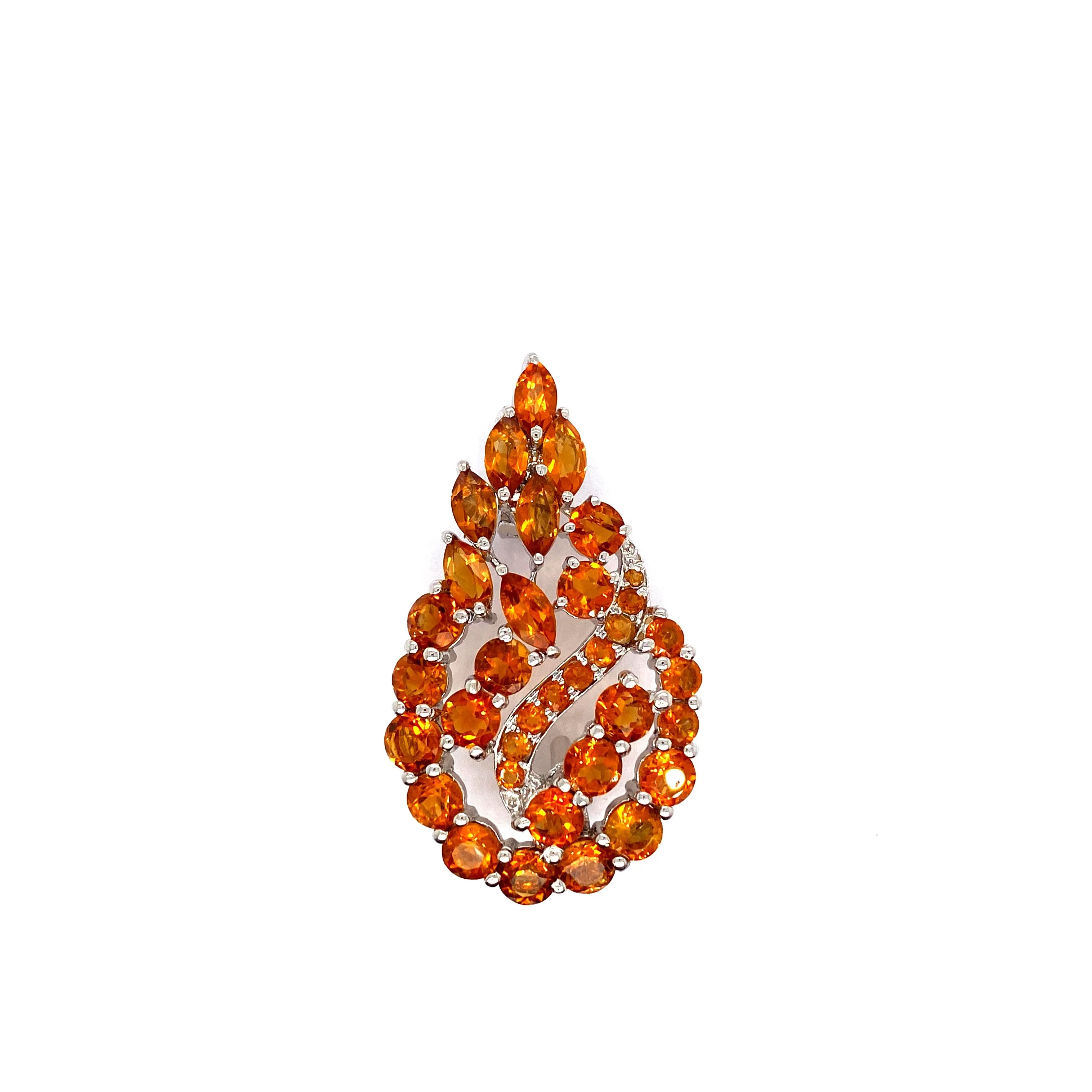 Citrine Brooch in .925 Sterling Silver - KSBR 77500