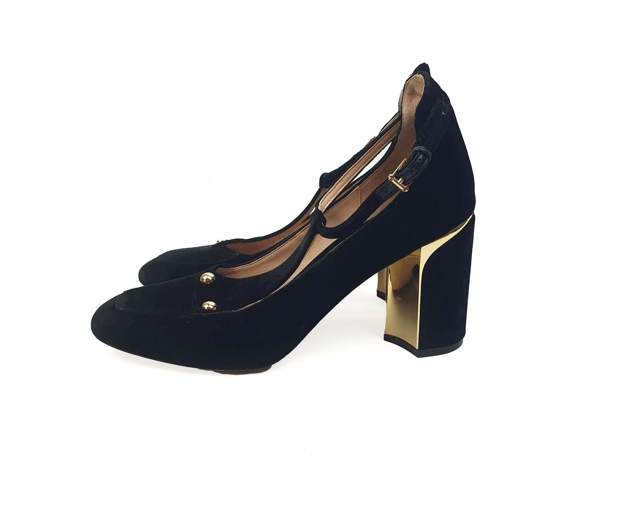 Cole Haan black velvet tee bar style heels size 7.5