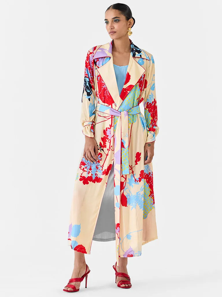 Cream Ikigai Trench Coat & Ombre Slip Dress