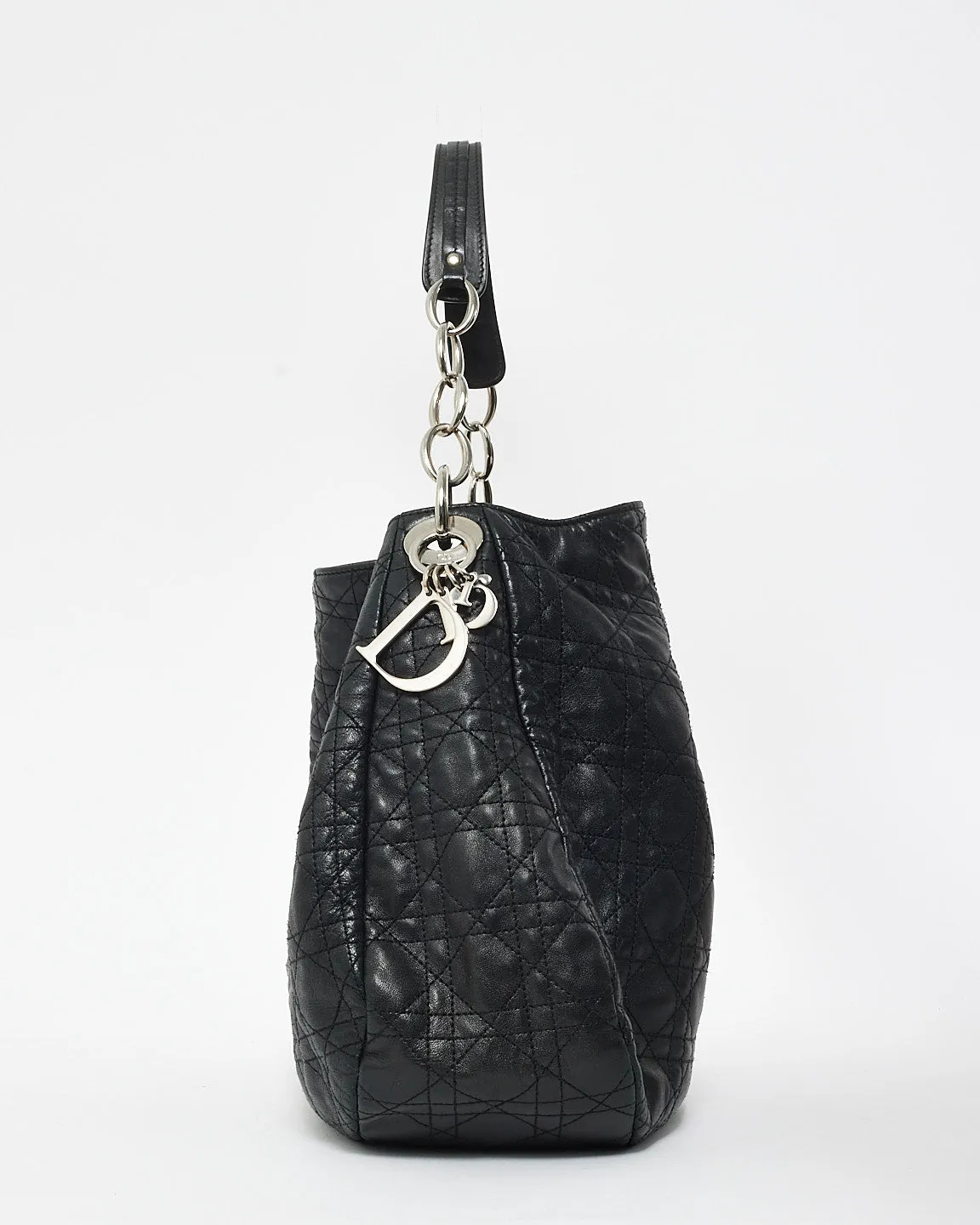 Dior Black Cannage Leather Dior Soft Hobo Shoulder Bag