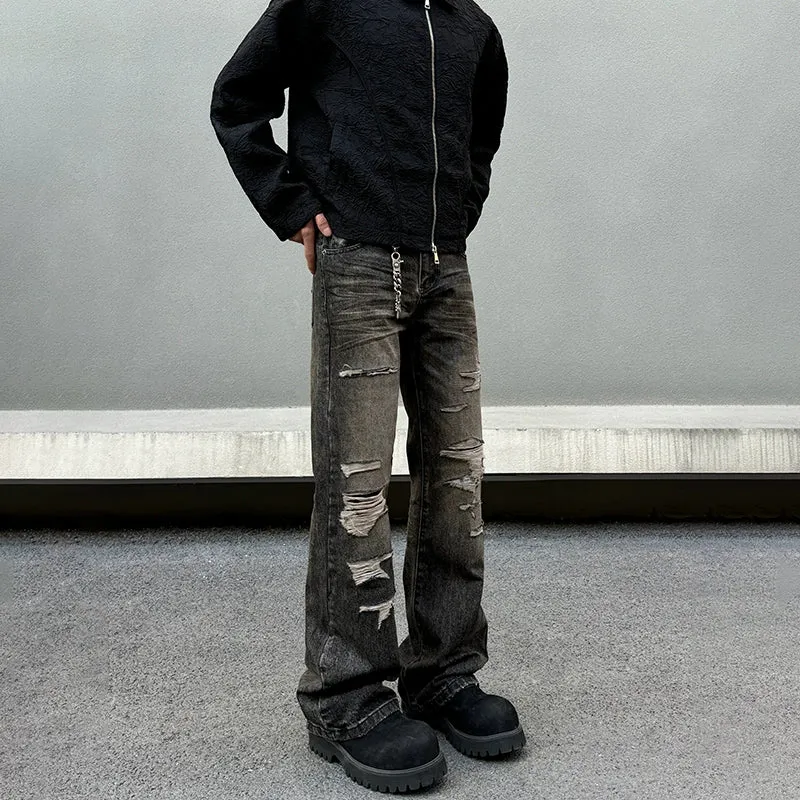 Distressed Flared Straight Fit Jeans