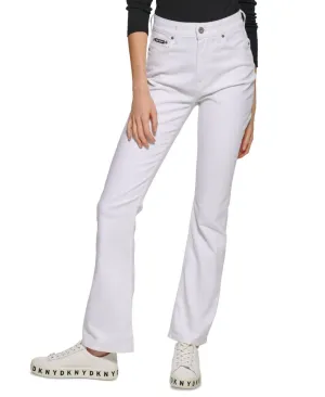Dkny Jeans White Denim Pocketed Zippered Flare Slim High Waist Jeans E2RK2756