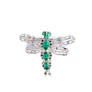 Emerald Brooch in .925 Sterling Silver - KSBR 75829