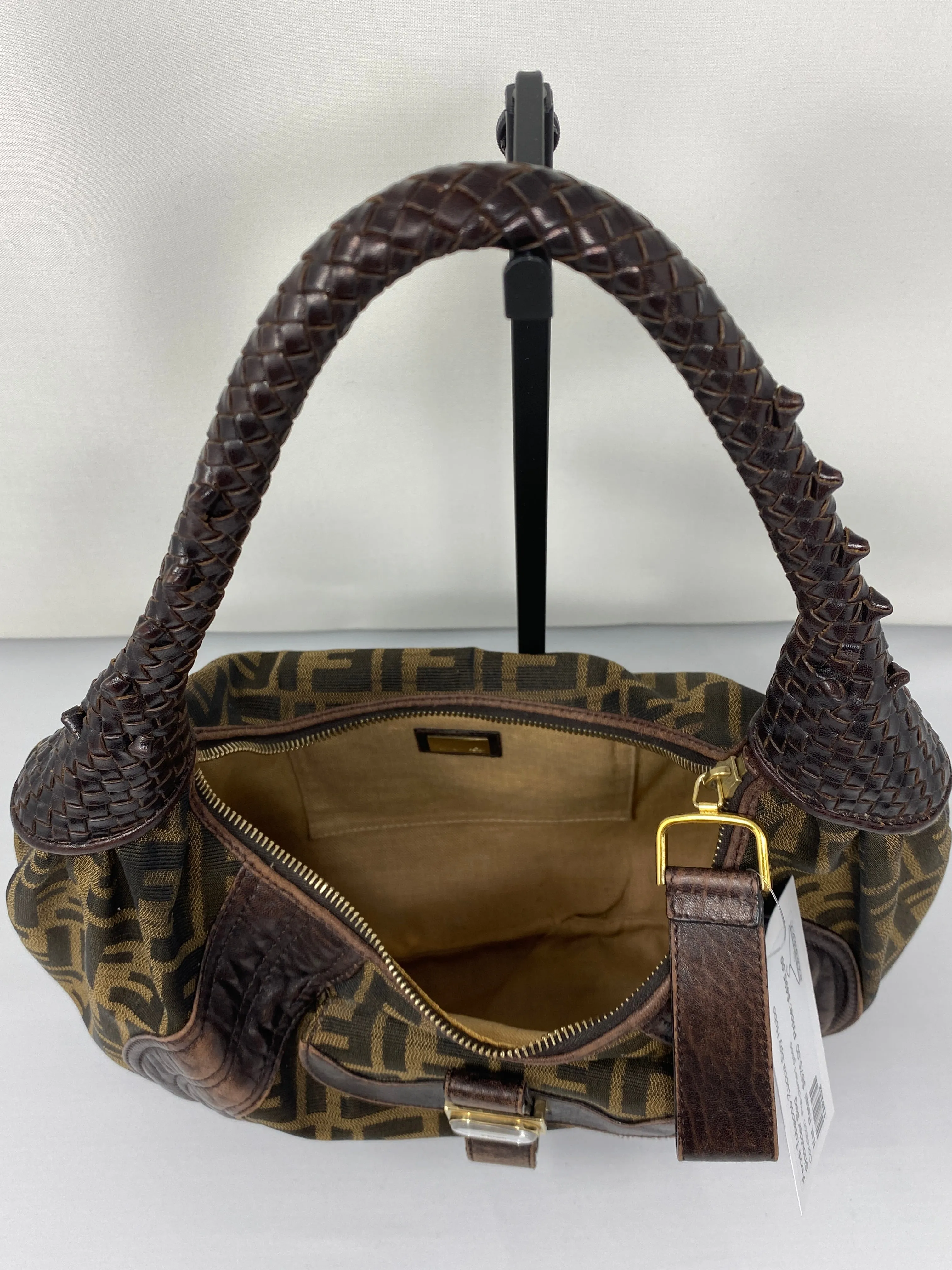 Fendi Tobacco Zucca Spy Hobo Shoulder Bag