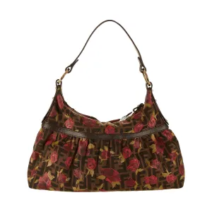 Fendi Zucca Logo Rose Shoulder Bag