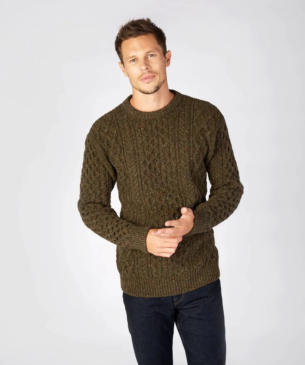 Fisherman Heavyweight Gents Cable Aran Crew