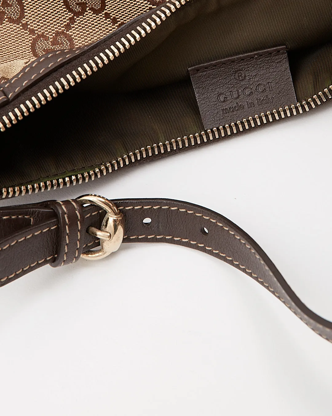 Gucci Brown GG Canvas Small Baguette Shoulder Bag