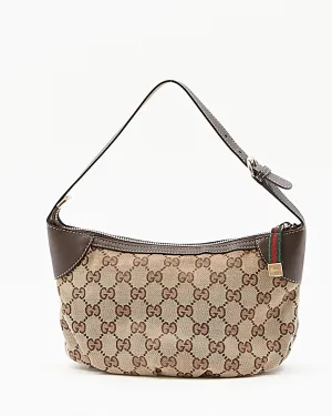 Gucci Brown GG Canvas Small Baguette Shoulder Bag