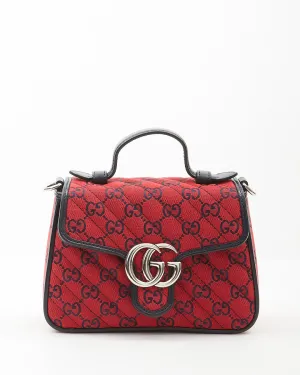 Gucci LIMITED EDITION Red and Black GG Monogram Marmont Mini Satchel