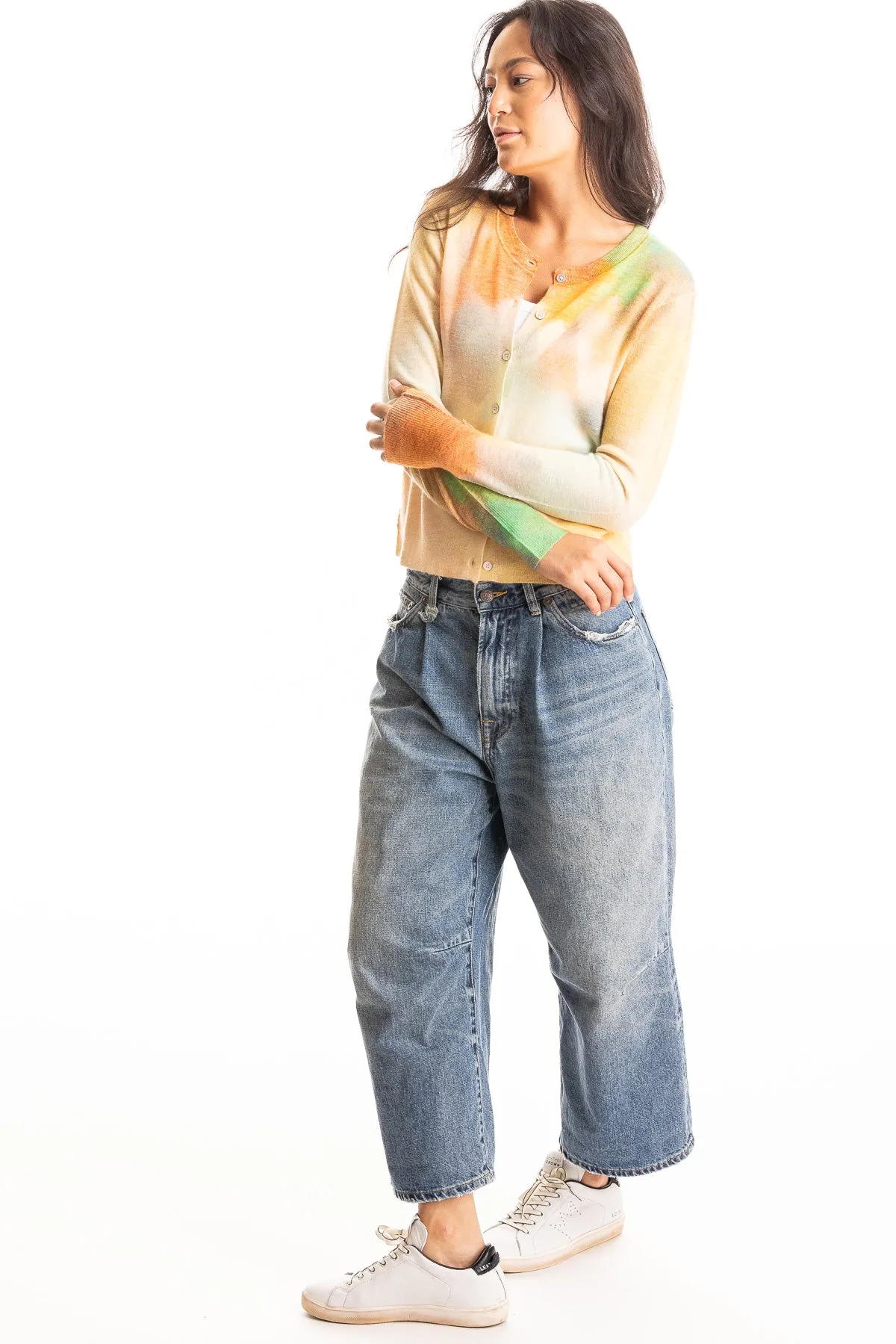 GUH-Long Sleeve Painted Cardigan Sunset