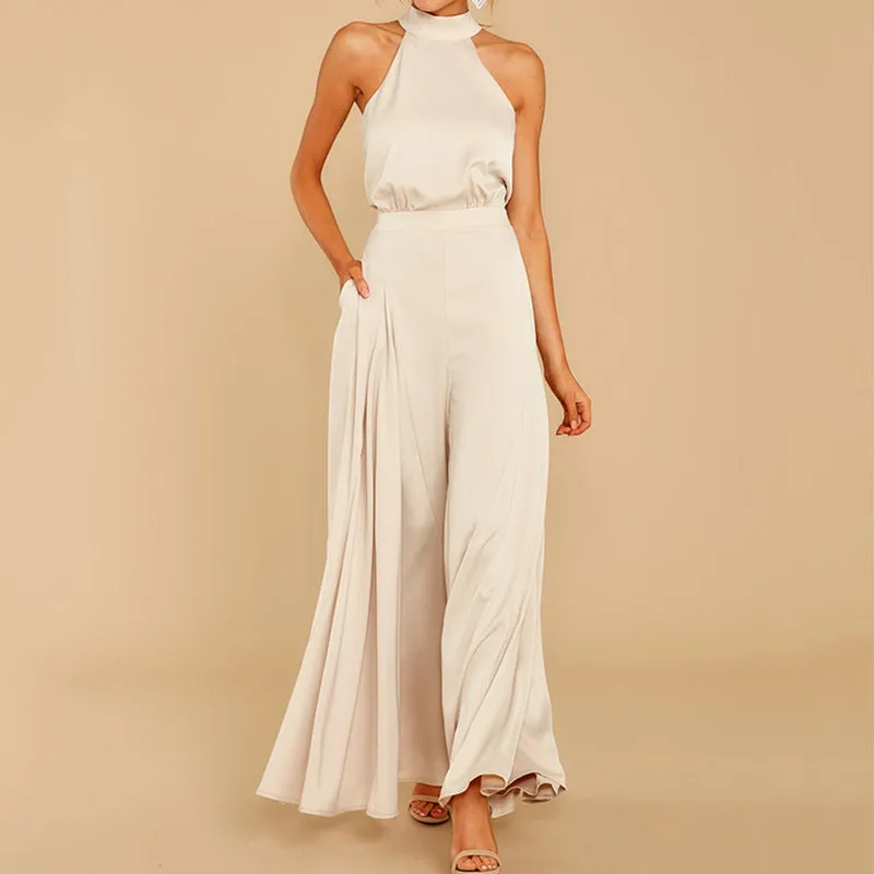Halter Off-shoulder Dressy Jumpsuit Sleeveless Rompers