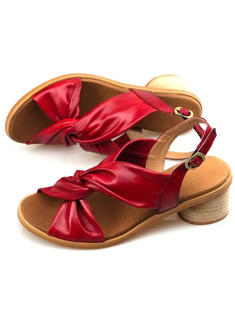 Handmade Leather Solid Color Simple Sandals