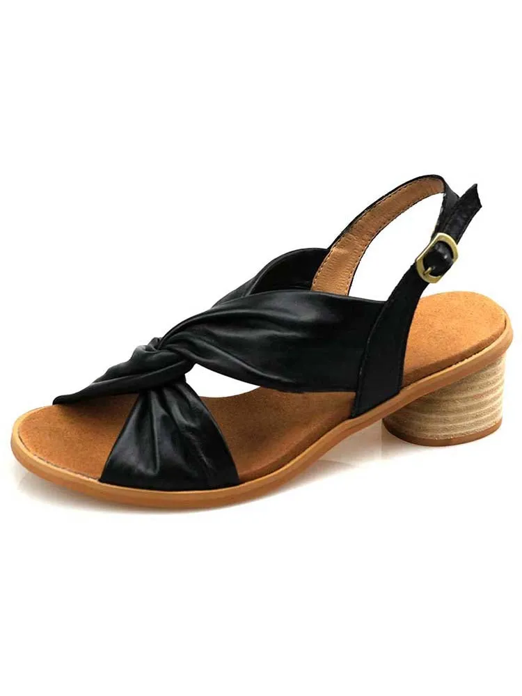 Handmade Leather Solid Color Simple Sandals