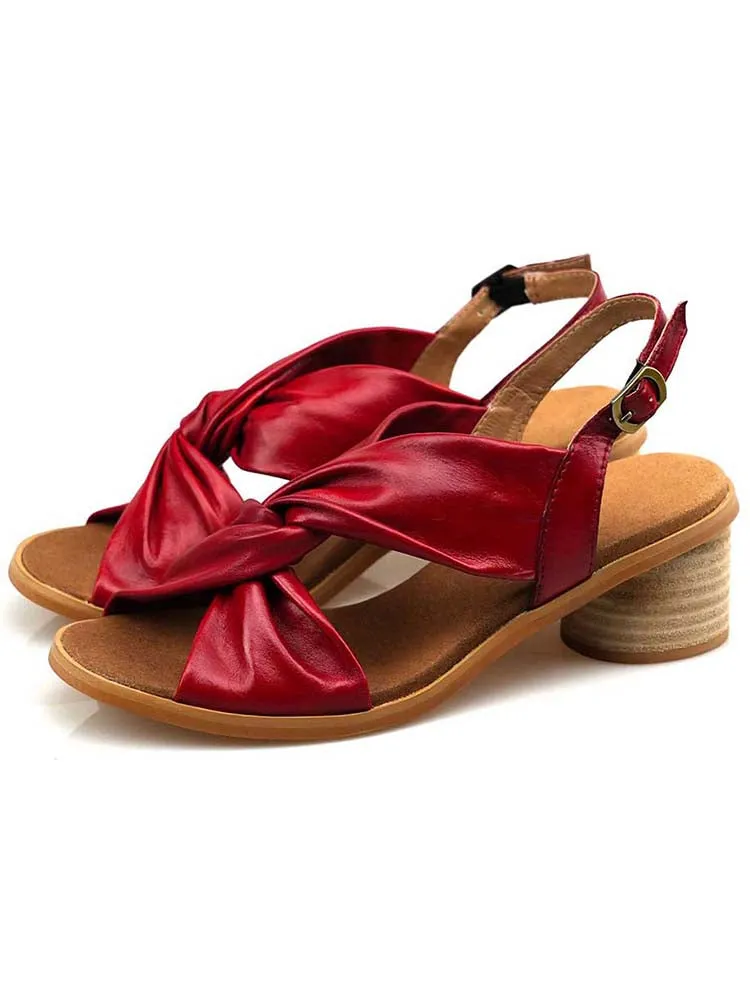 Handmade Leather Solid Color Simple Sandals