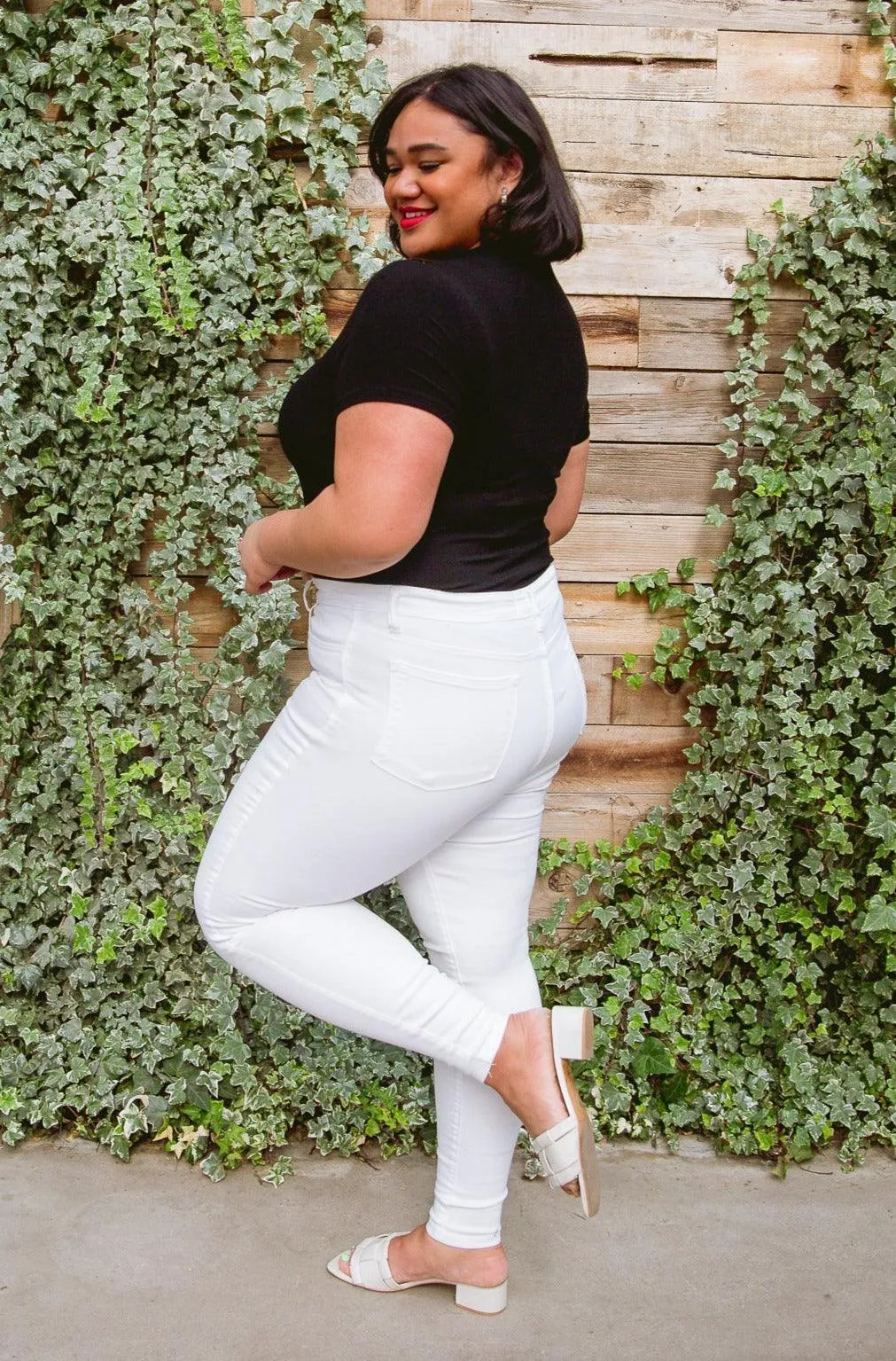 Hazel Blues® | Talia High Waisted White Skinny Jeans