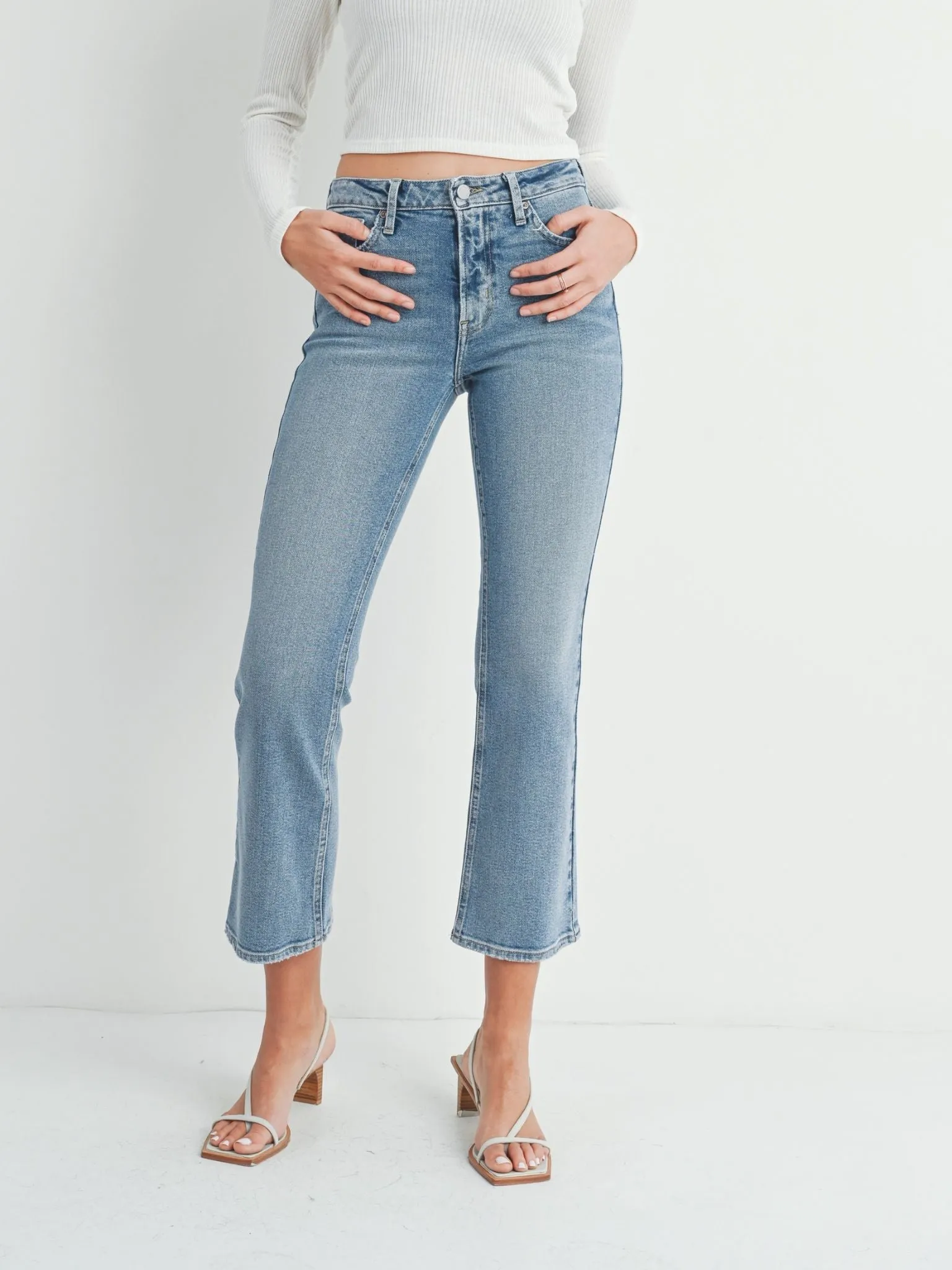 Just Black Medium Denim Slim Cropped Bootcut