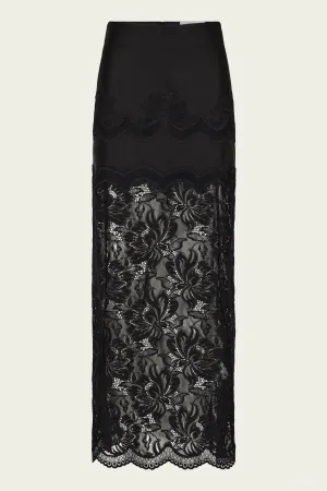 Lace Maxi Skirt in Black
