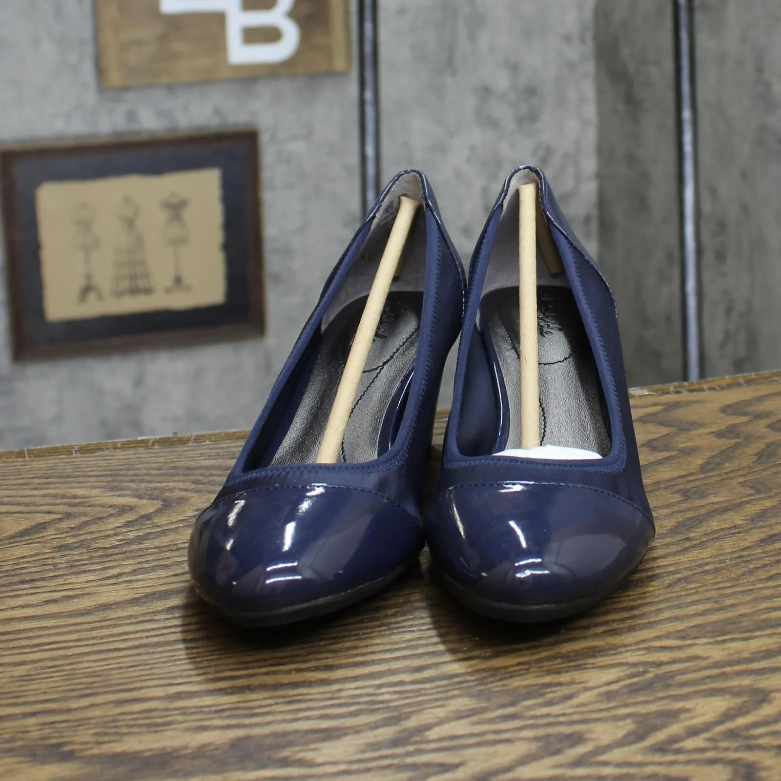 Lifestride Womens Juliana Stretch Wedge Pumps F2858M1 Lux Navy Blue 8.5M