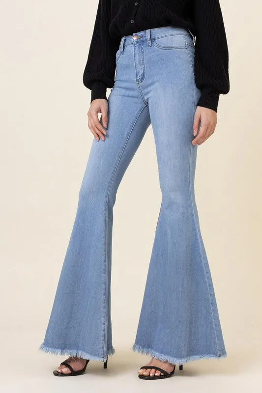 Light Blue Stone Wash High Waist Flare Jeans