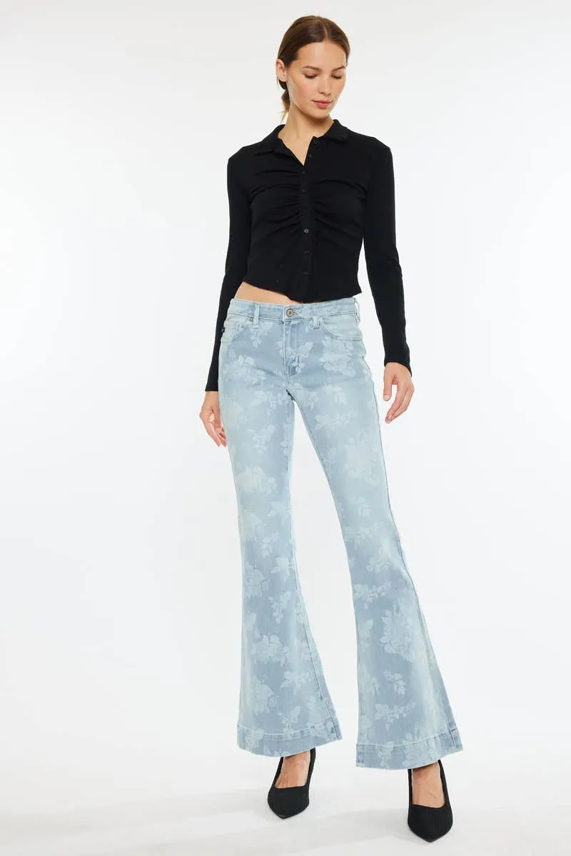 Light Low Rise Floral Flare Kancan Jeans