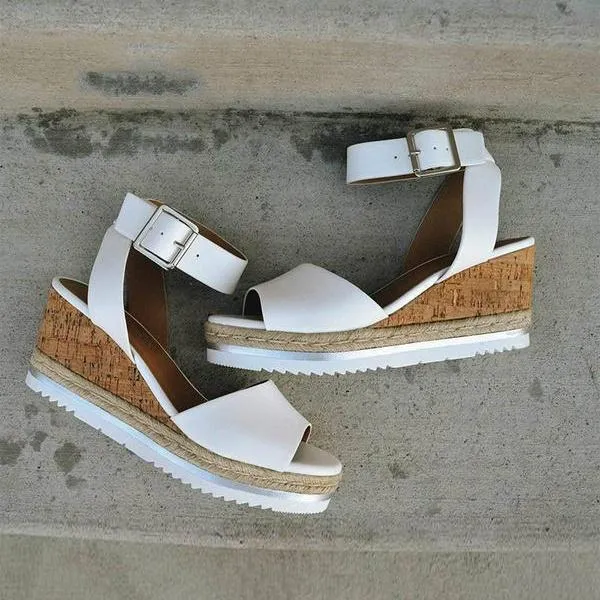 Lydiashoes Casual Daily Comfy Adjustable Buckle Wedges