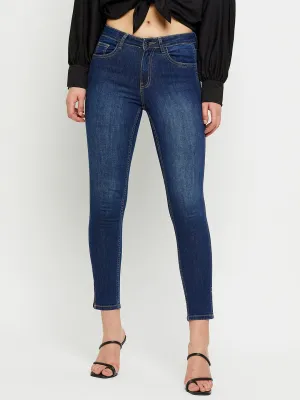 Madame Low Rise Navy Blue Skinny Fit Jeans