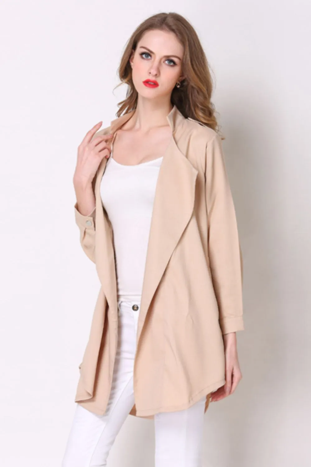 Natalie Open Front Longline Trench Coat