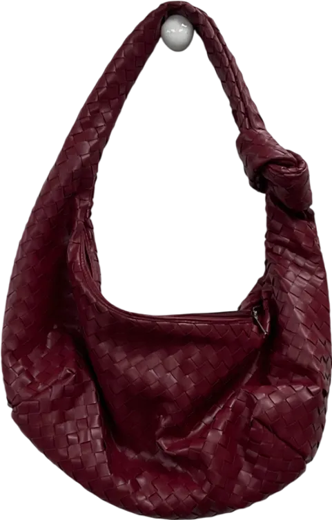 New Look Red Burgundy Leather-look Weave Shoulder Bag One Size