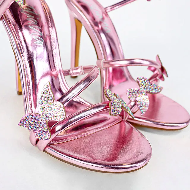 NIKIA-227 Pink Metallic Faux Leather