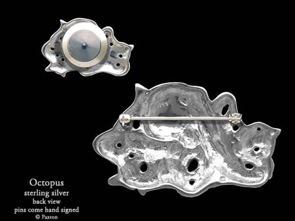Octopus Lapel Pin or Octopus Brooch Sterling Silver