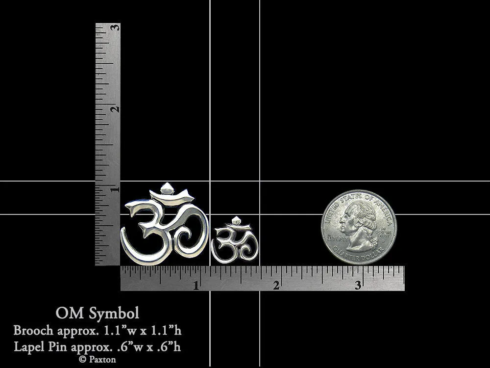 OM Symbol Lapel Pin or OM Aum Ohm Brooch Sterling Silver