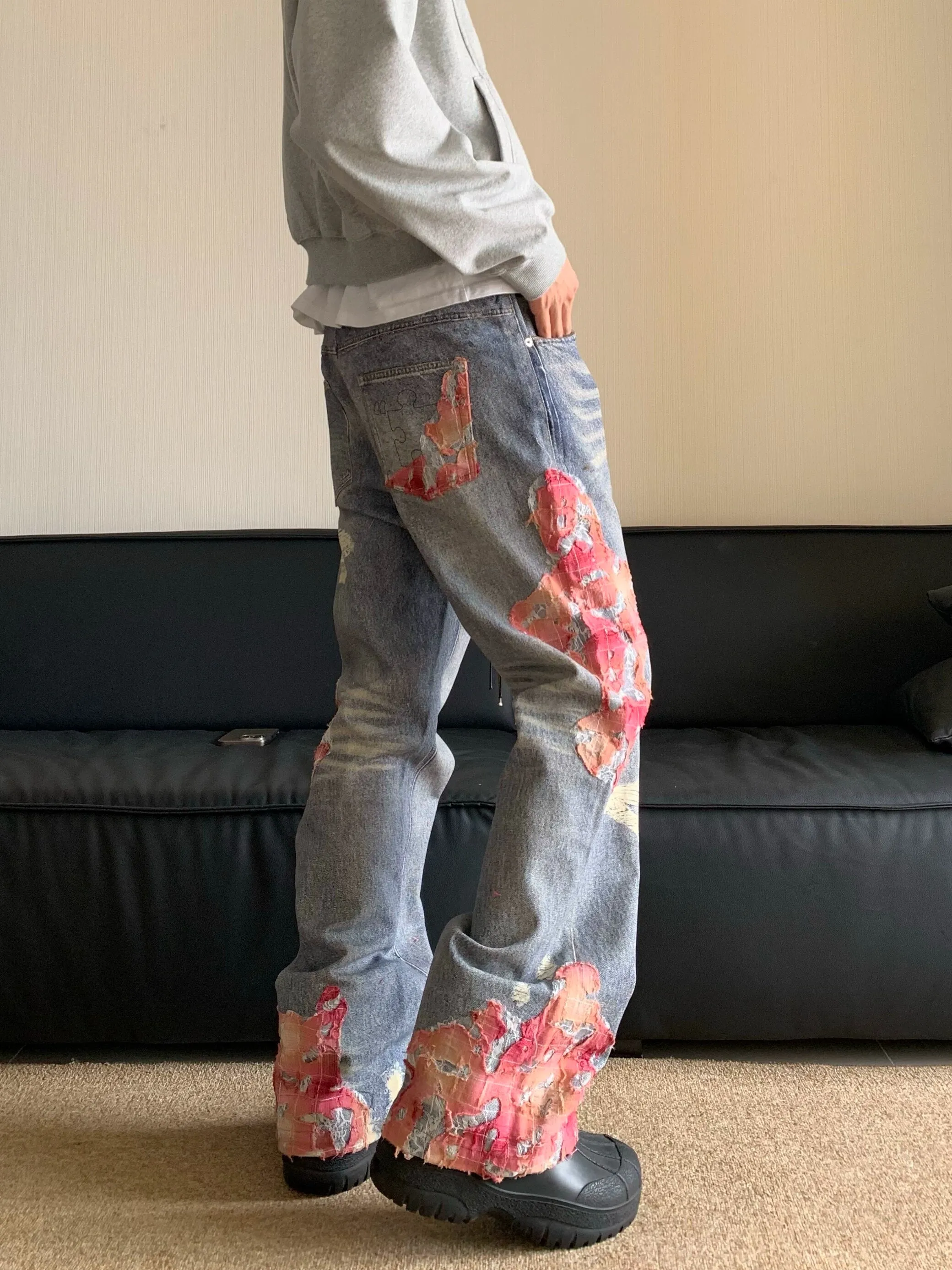 Patchwork Flared Jeans