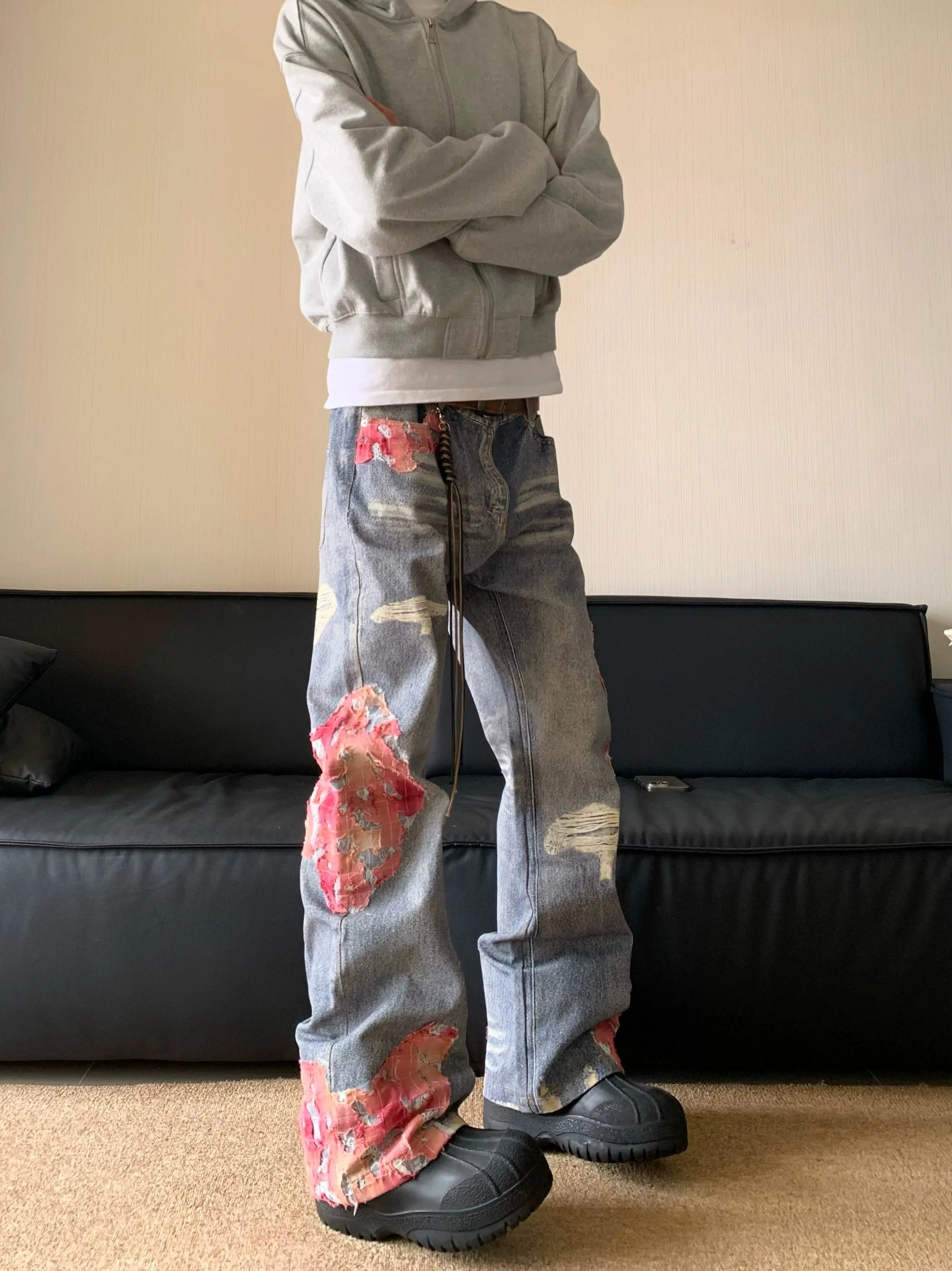 Patchwork Flared Jeans