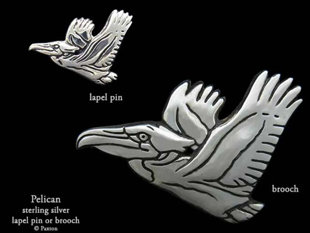 Pelican Lapel Pin or Pelican Brooch Sterling Silver