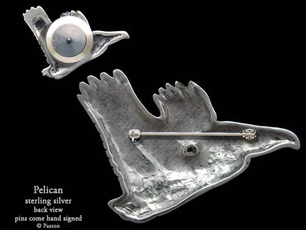 Pelican Lapel Pin or Pelican Brooch Sterling Silver