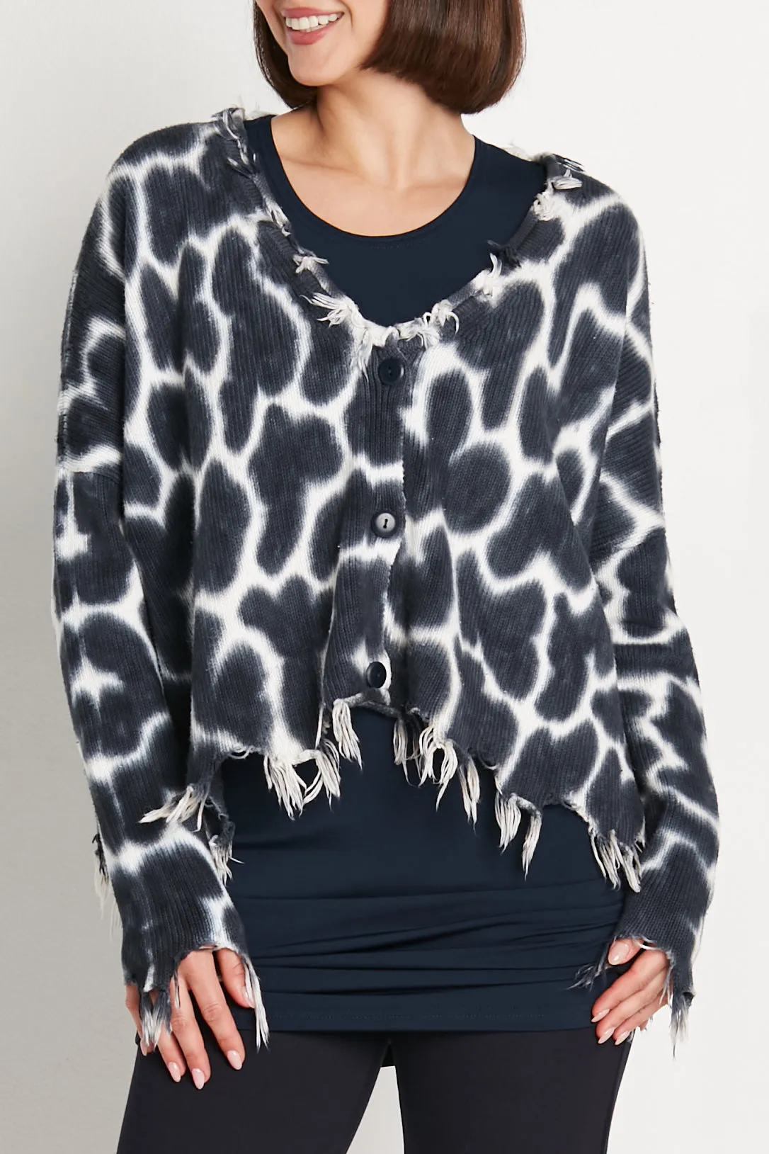 Pima Cotton Bleach Bum Tattered Cardigan