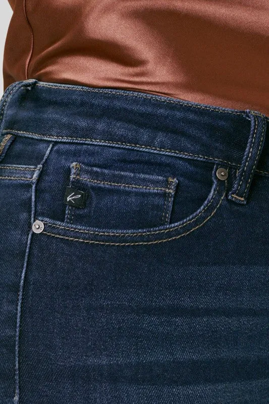Plus Size High Rise Flare Dark Blue Denim Jean Pants