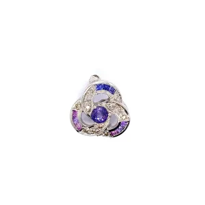 Purple Sapphire Brooch in .925 Sterling Silver - KSBR 74088