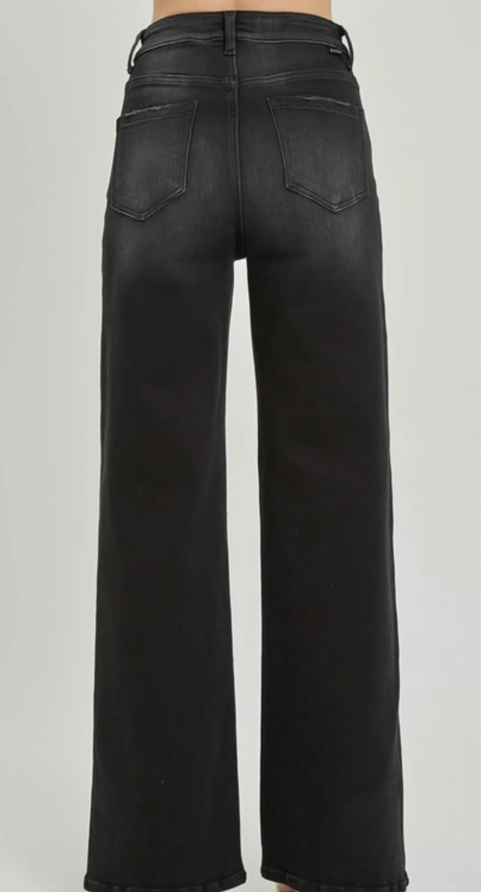 Risen Black Wide Leg Jeans