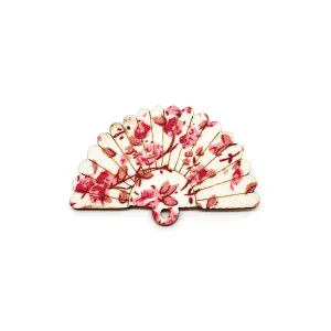 Rose Kimono Sakura Fan Wooden Brooch Pin - LM