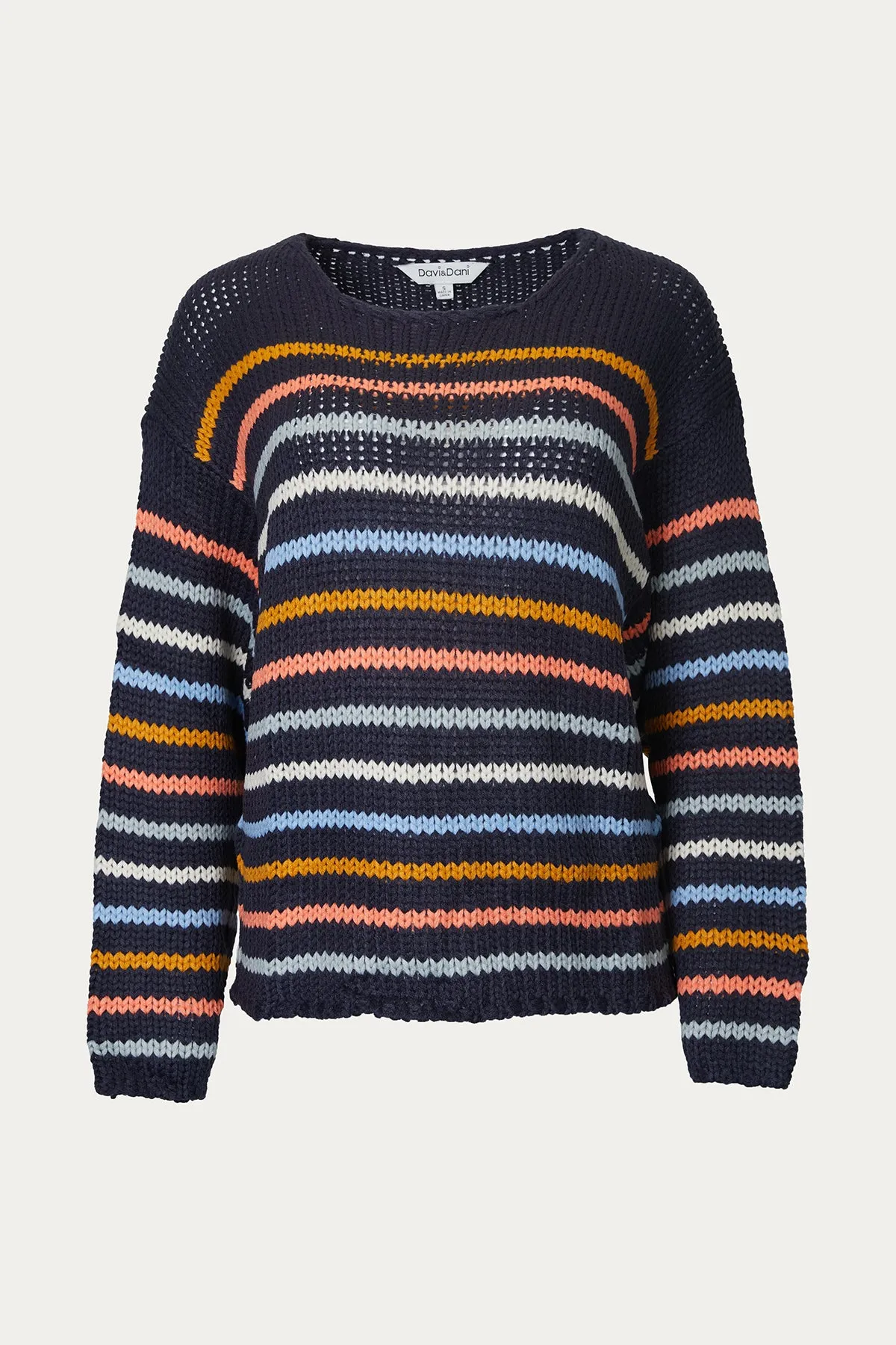 ROUND NECK STRIPED SWEATER