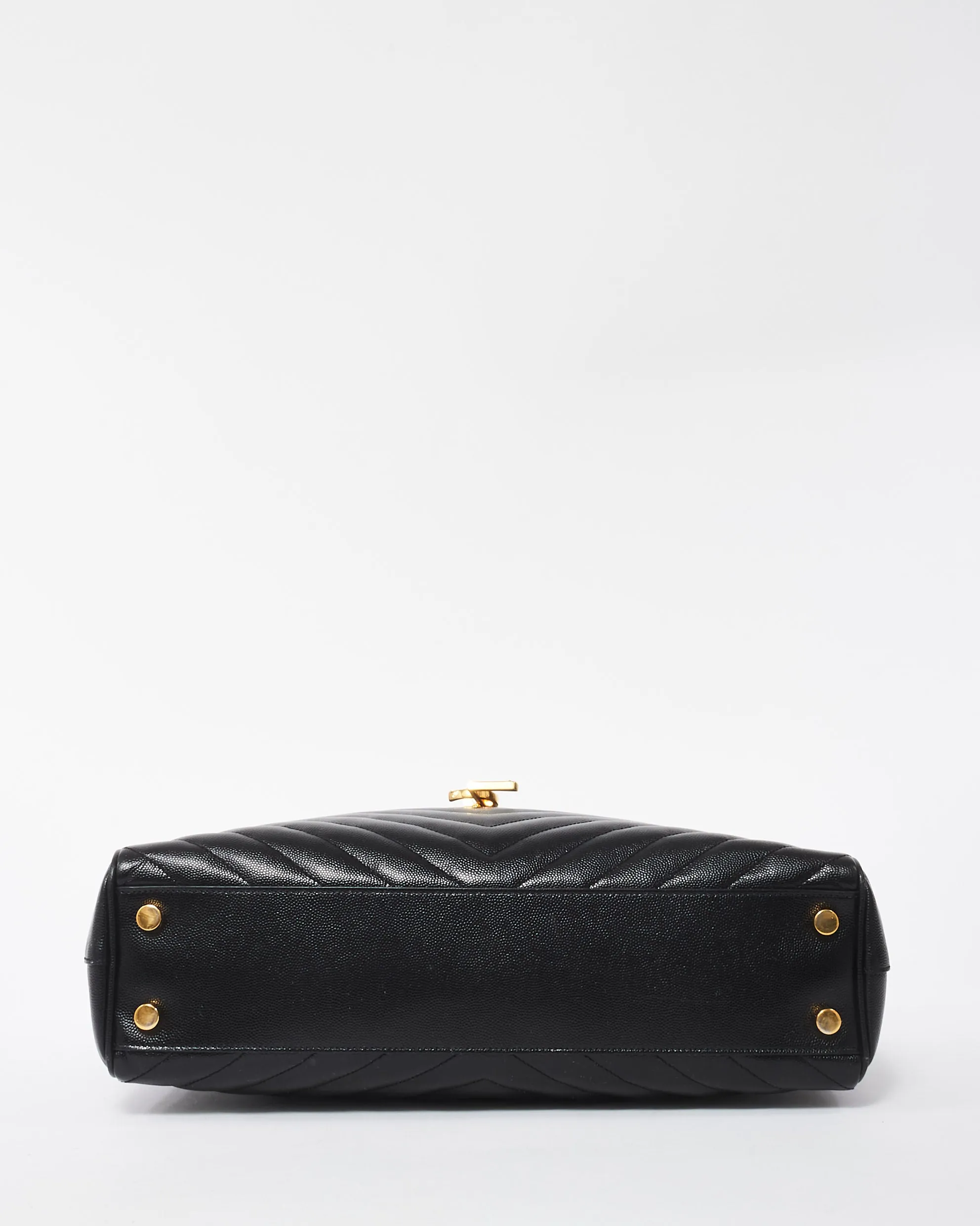 Saint Laurent Black Grain De Poudre Leather Matelasse Shopping Tote Bag