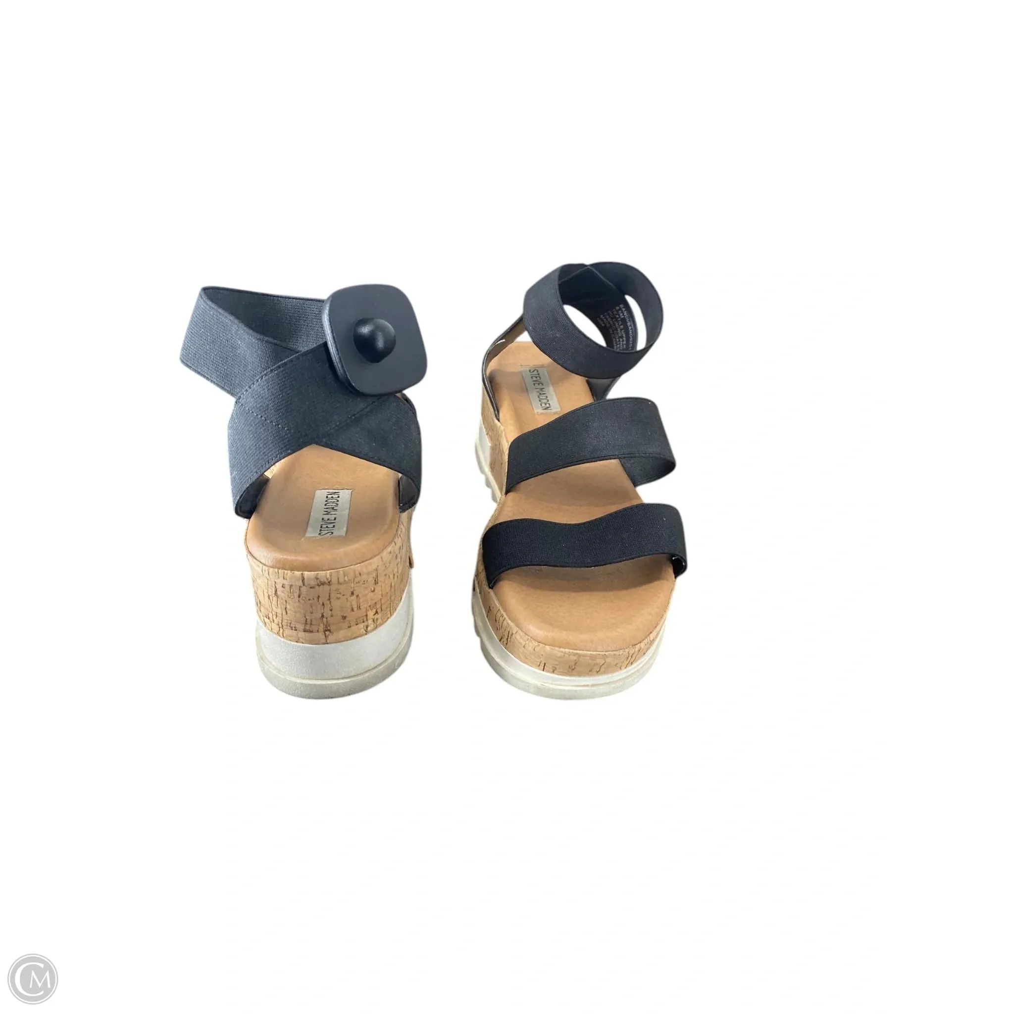 Sandals Heels Wedge By Steve Madden In Black, Size: 8.5